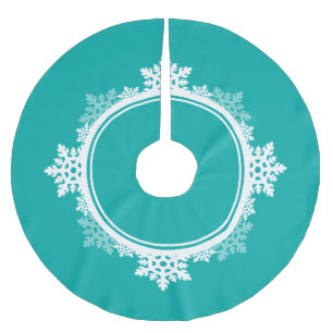 Jupon De Sapin En Polyester Brossé Guirlande de flocon de neige dans bleu et blanc