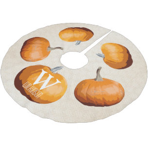 Jupon De Sapin En Polyester Brossé Halloween Elégant Citrouilles de récolte - Perso