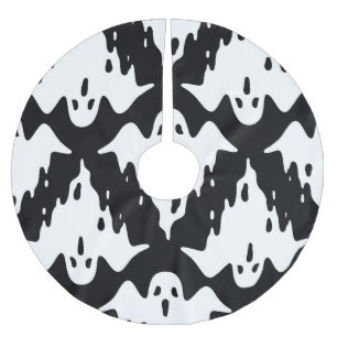 Jupon De Sapin En Polyester Brossé Halloween Ghost Éffrayant Motif sans couture