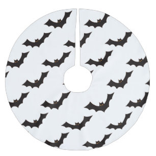 Jupon De Sapin En Polyester Brossé Halloween, motif de chauves-souris, farce ou frian