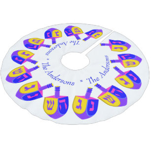 Jupon De Sapin En Polyester Brossé Hanoukka Dreidels Colorful Chrismukkah Ajouter un