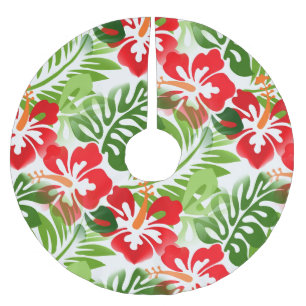 Jupon De Sapin En Polyester Brossé Hawaiian Island Motif tropical Hibiscus Fleurs