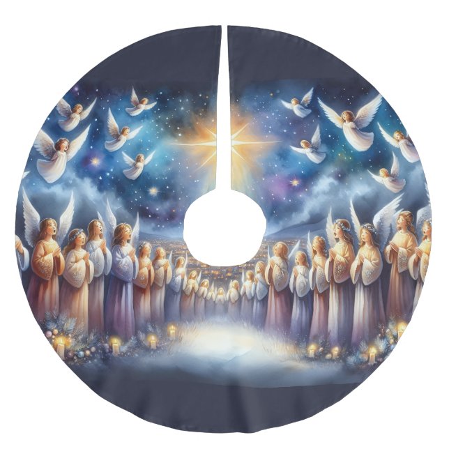 Jupon De Sapin En Polyester Brossé Heavenly Choir Under Star of Bethlehem (Devant)