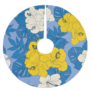 Jupon De Sapin En Polyester Brossé Hibiscus fleurs et feuilles