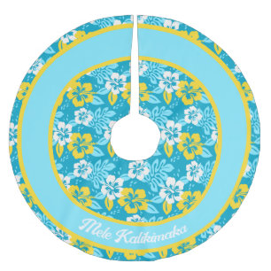 Jupon De Sapin En Polyester Brossé Hibiscus hawaïen bleu motif floral