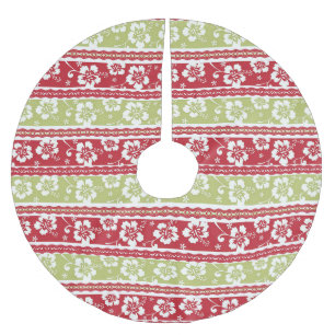 Jupon De Sapin En Polyester Brossé Hibiscus hawaïen Jupe d'arbre de Noël