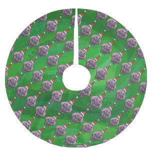 Jupon De Sapin En Polyester Brossé Hippo à Santa Hat Motif sur vert