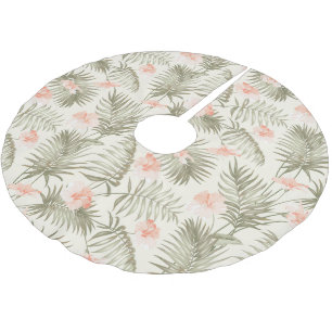 Jupon De Sapin En Polyester Brossé Hisbiscus Tropical Palm Tree Motif