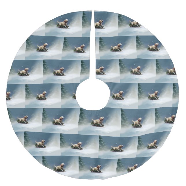 Jupon De Sapin En Polyester Brossé hiver de Noël du Labrador (Devant)