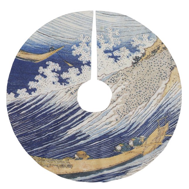 Jupon De Sapin En Polyester Brossé Hokusai Ocean Waves Sea Boats (Devant)