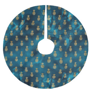 Jupon De Sapin En Polyester Brossé HolIday Gold Elegant Turquoise Chic Satin