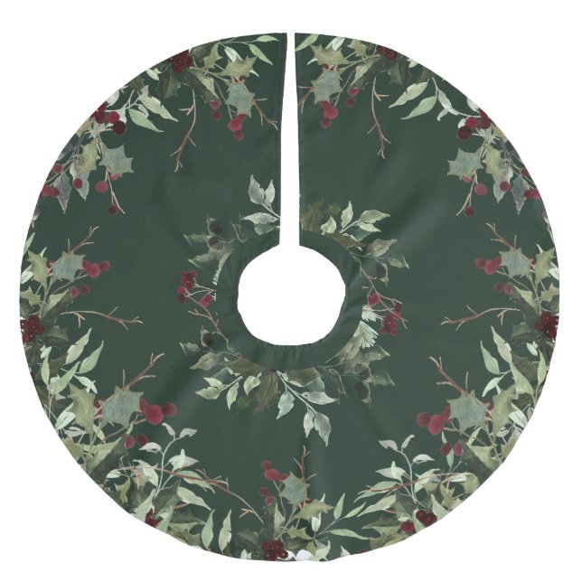 Jupon De Sapin En Polyester Brossé Holly Berry Christmas Whimsy Tree Skirt (Devant)