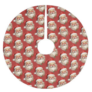 Jupon De Sapin En Polyester Brossé Holly Jolly Santa Claus Motif de Noël rétro