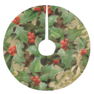Jupon De Sapin En Polyester Brossé Holly Tree Noël Vintage