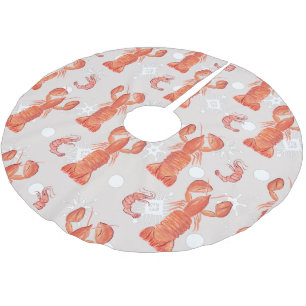 Jupon De Sapin En Polyester Brossé Homard Crustacé Aquarelle Motif Flocon de Neige