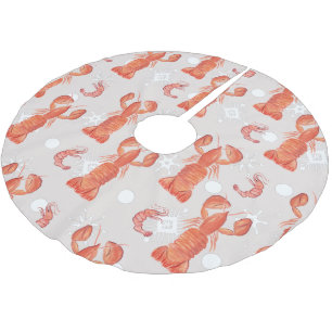 Jupon De Sapin En Polyester Brossé Homard Crustacé Aquarelle Snowflake Motif