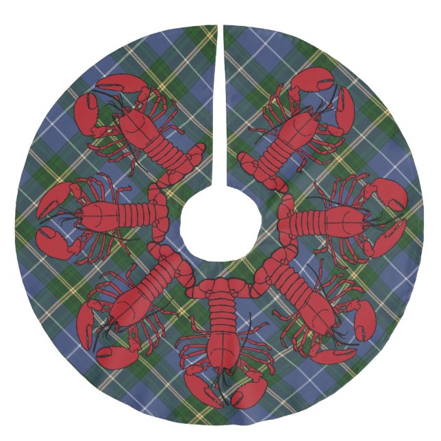 Jupon De Sapin En Polyester Brossé Homard de tartan de la Nouvelle-Écosse de Noël de (Devant)
