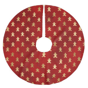 Jupon De Sapin En Polyester Brossé Homme en pain d'épice d'hiver en feuille d'or et r