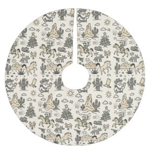 Jupon De Sapin En Polyester Brossé Howdy Holidays Cowboy Main occidentale tirée