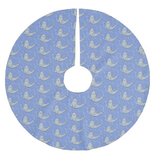 Jupon De Sapin En Polyester Brossé Illustration de caricature de phoque et de poisson