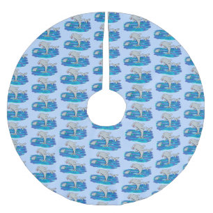Jupon De Sapin En Polyester Brossé Illustration de dauphins heureux adorables