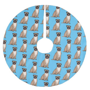Jupon De Sapin En Polyester Brossé Illustration de dessin animé de chien pug heureux