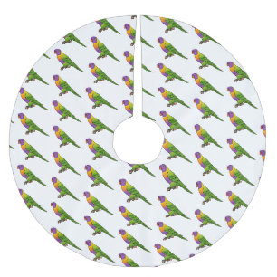 Jupon De Sapin En Polyester Brossé Illustration de dessin animé d'oiseau loriquet arc