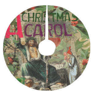 Jupon De Sapin En Polyester Brossé Illustration de l'esprit de Noël présent Scrooge
