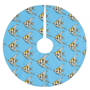 Jupon De Sapin En Polyester Brossé Illustration de poisson ange rayé de dessin animé