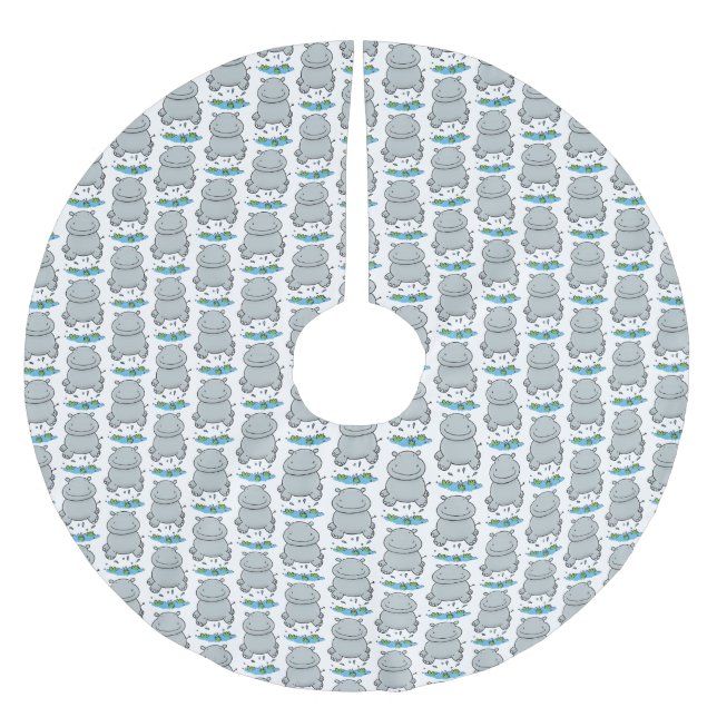 Jupon De Sapin En Polyester Brossé Illustration de saut en hippo mignon (Devant)