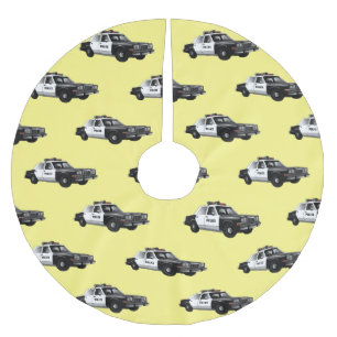 Jupon De Sapin En Polyester Brossé Illustration de voiture de police dessin animé