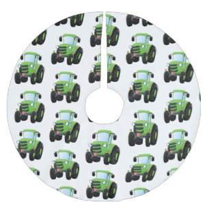 Jupon De Sapin En Polyester Brossé Illustration du joli joyeux tracteur agricole vert
