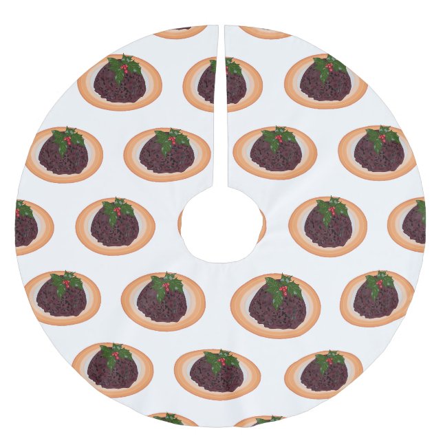 Jupon De Sapin En Polyester Brossé Illustration du pudding de Noël (Devant)