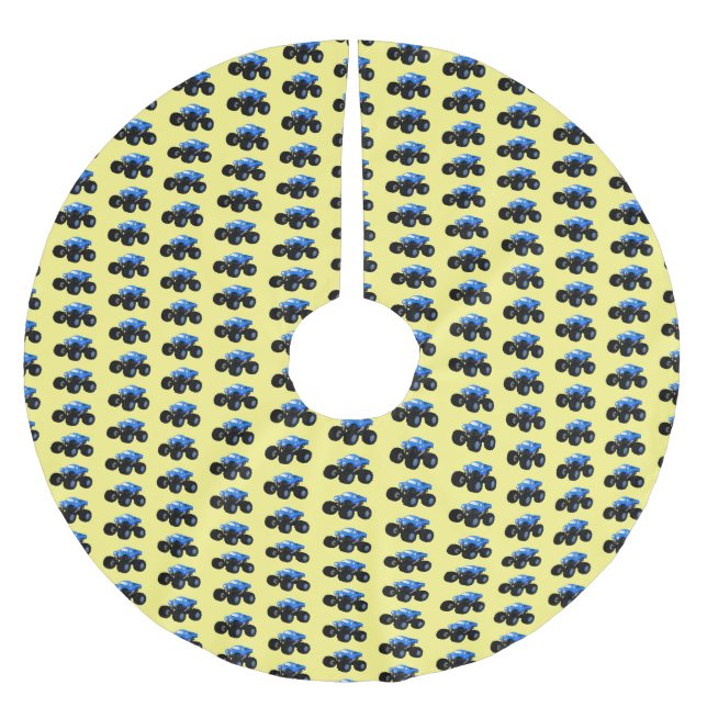 Jupon De Sapin En Polyester Brossé Illustration d'un camion monstre bleu mou (Devant)