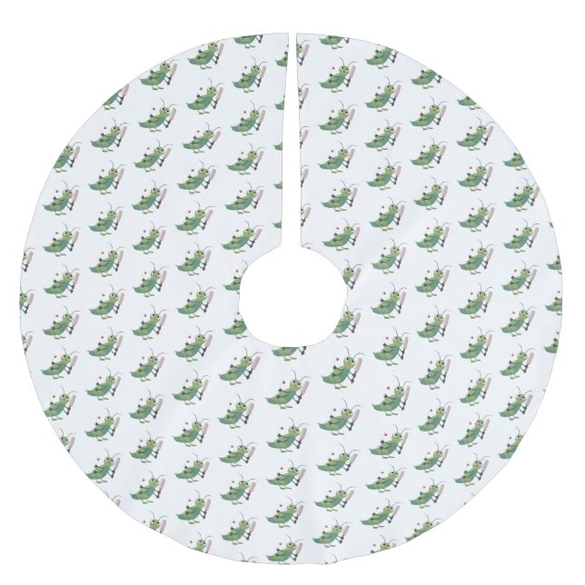 Jupon De Sapin En Polyester Brossé Illustration d'un insecte du cricket vert mou (Devant)