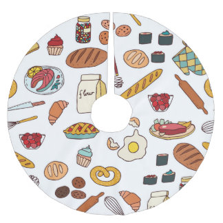 Jupon De Sapin En Polyester Brossé Illustrations alimentaires vintages : motif sans s