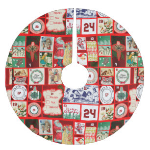 Jupon De Sapin En Polyester Brossé Illustrations de Noël Vintage Holiday Fun