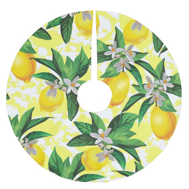 Jupon De Sapin En Polyester Brossé Imaginaire citron : Motif Floral Créatif (Devant)