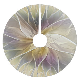 Jupon De Sapin En Polyester Brossé Imaginaire Floral Gold Eggplant Art Fractal Abstra