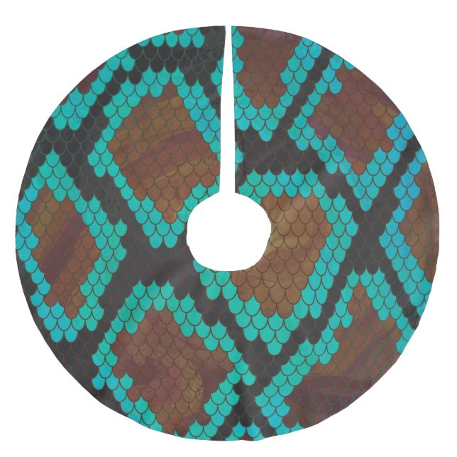 Jupon De Sapin En Polyester Brossé Impression Brown et Turquoise de serpent (Devant)