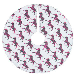 Jupon De Sapin En Polyester Brossé Impression de silhouette de zèbre noir et rose flu