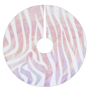 Jupon De Sapin En Polyester Brossé Impression rose et blanc Zebra