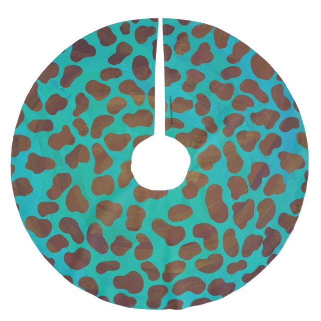 Jupon De Sapin En Polyester Brossé Imprimé Dalmatien Brun et Sarcelle (Devant)