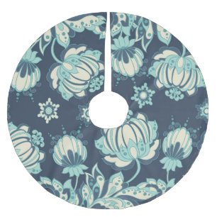 Jupon De Sapin En Polyester Brossé Indien Floral Vintage sans fil Motif