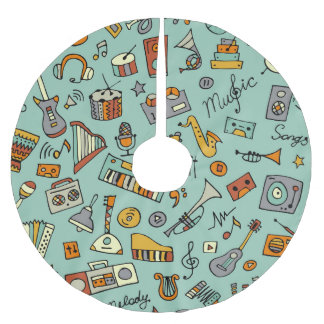 Jupon De Sapin En Polyester Brossé Instruments de musique, motif de croquis vintage.