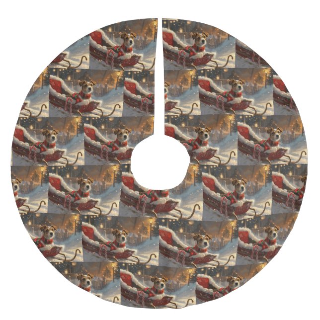 Jupon De Sapin En Polyester Brossé Jack Russell Chien Festive de Noël (Devant)