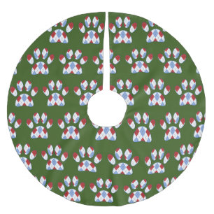 Jupon De Sapin En Polyester Brossé Jacquard Empreinte de patte de chien