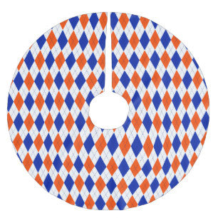 Jupon De Sapin En Polyester Brossé Jacquard orange et bleu diamant