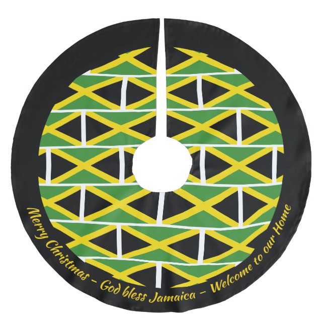 Jupon De Sapin En Polyester Brossé JAMAICA FLAG Patriotique Personnalisez votre texte (Devant)