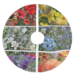Jupon De Sapin En Polyester Brossé Jardin de fleurs aux couleurs arc-en-ciel
